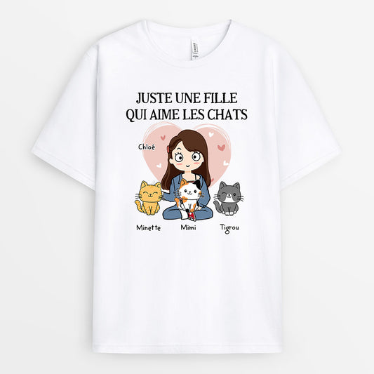 0011A040DFR3 cadeau Personalisable T shirt chats fille