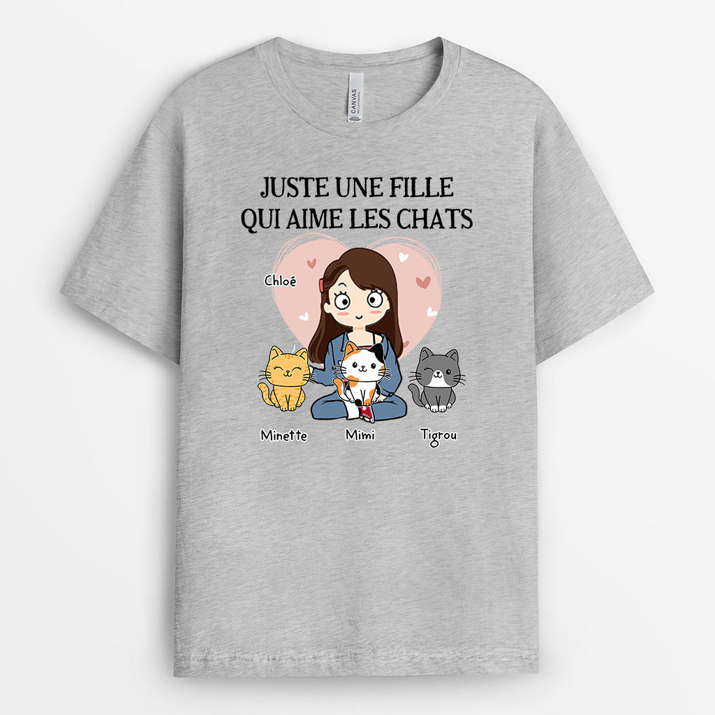 0011A040DFR4 cadeau Personalisable T shirt chats fille