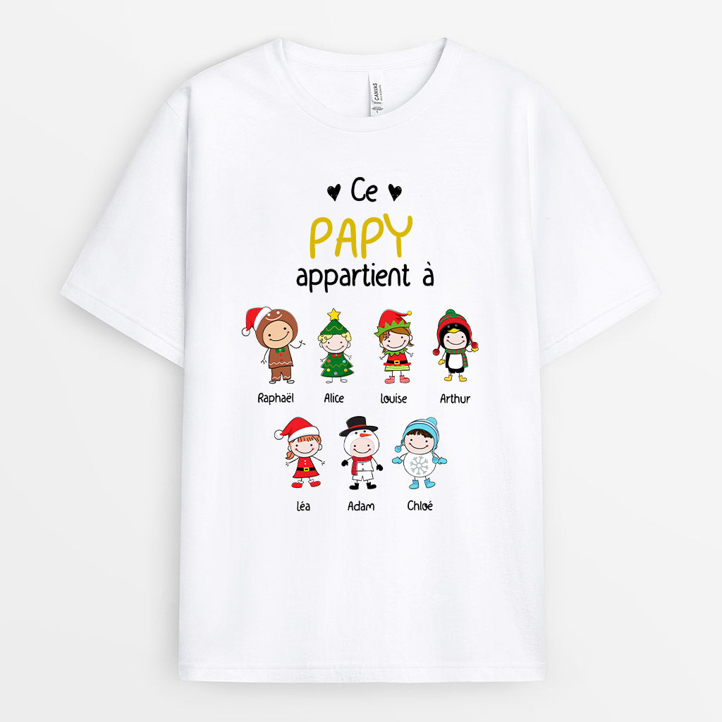 Ce papi appartient à - Cadeau Personnalisé | T-shirt pour Papa/Papi