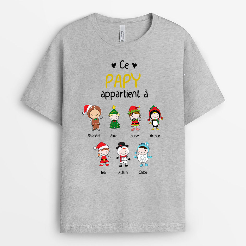 0026A010BFR2 present Personnalise T shirt enfants papi Noel