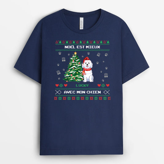 0028A010CFR1 present Personalisable T shirt chien gens Noel