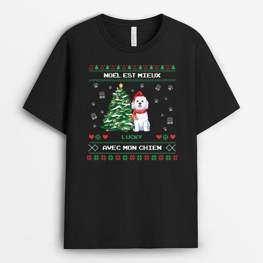 0028A010CFR2 present Personnalise T shirt chien gens Noel