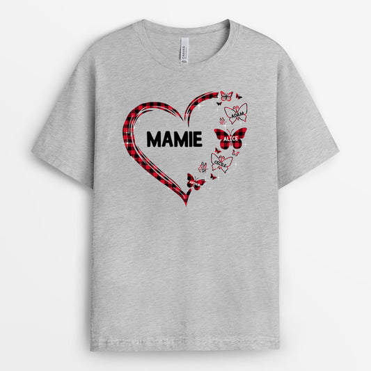 0040A030AFR1 present Personnalise T shirt coeur maman mamie papillons