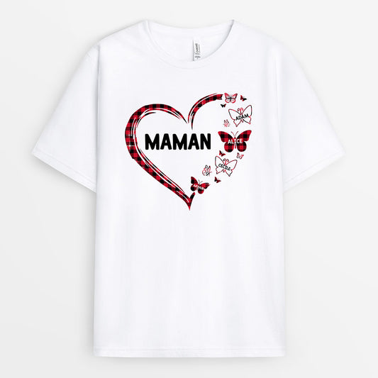 0040A030AFR2 present Personnalise T shirt coeur maman mamie papillons