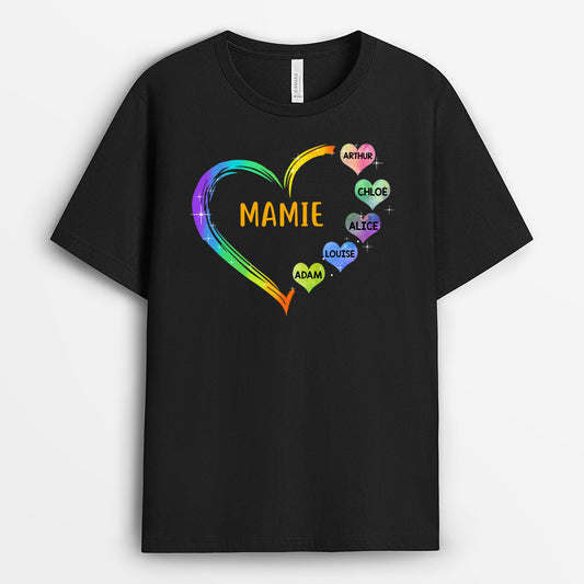 0041A030AFR1 present Personalisable T shirt coeur maman mamie