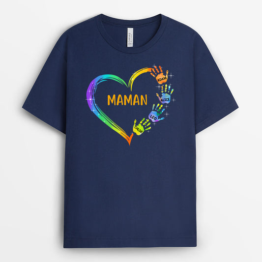 0042A030AFR1 present Personalisable T shirt coeur maman mamie mains