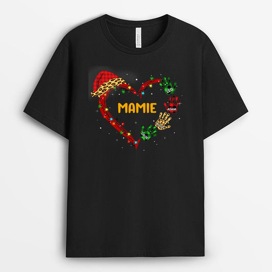 0048A030AFR1 present Personalisable T shirt coeur maman mamie mains