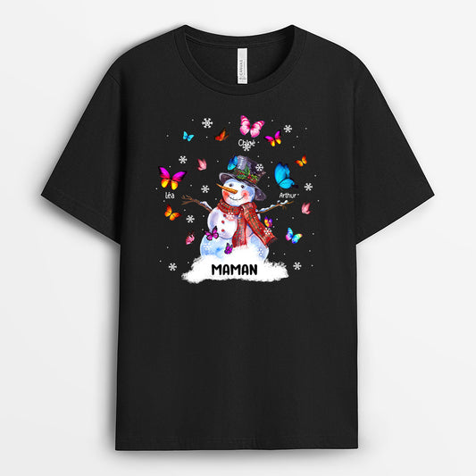 0058A010AFR2 cadeau Personalisable T shirt papillons mamie Noel