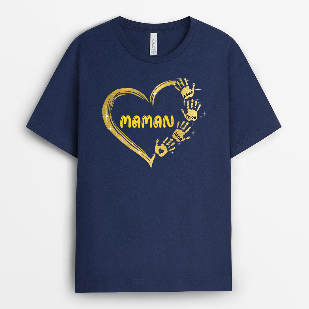 0064A010AFR2 present personnalisable T shirt coeur mamie maman mains