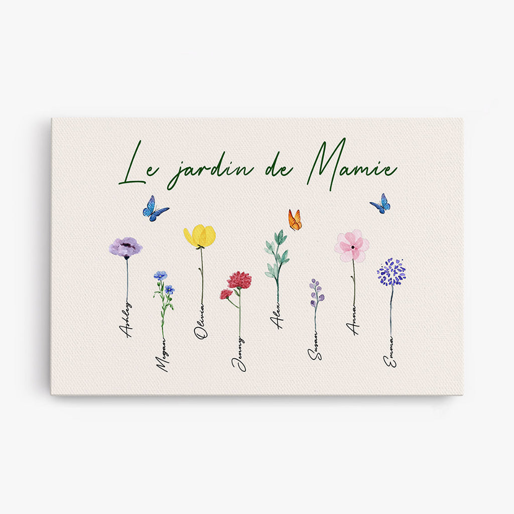 Le jardin de Mamie - Cadeau Personnalisé | Toile pour Maman/Mamie