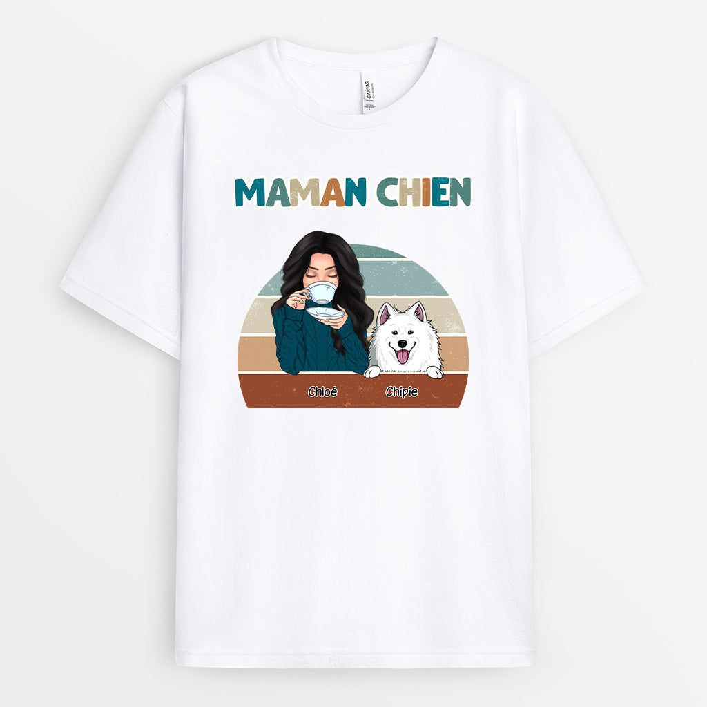 Maman chien - Cadeau Personnalisé | T-shirt pour Amoureux des chiens