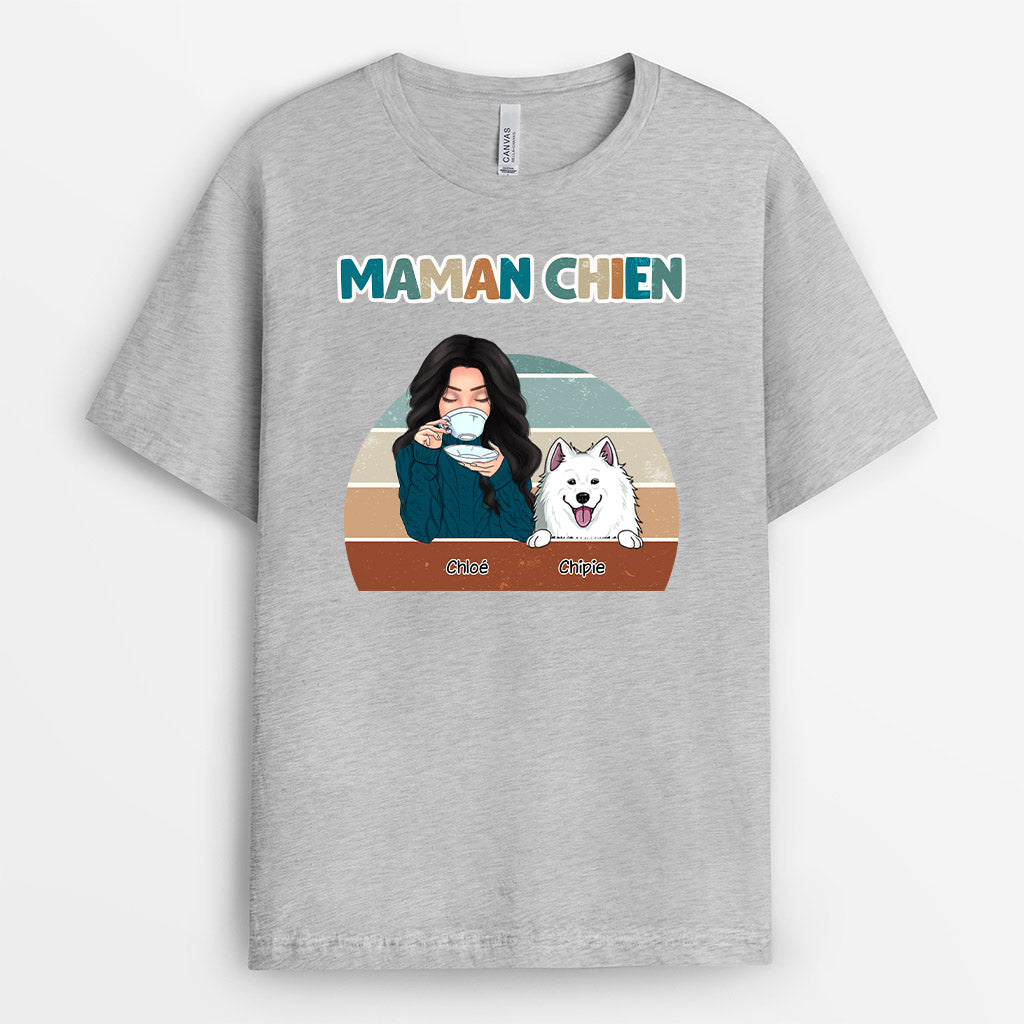 0067A117CFR2 present personnalisable T shirt chien maman