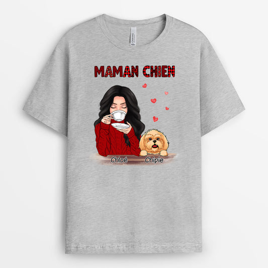 0067AFR1 cadeau Personalisable T shirt chien maman