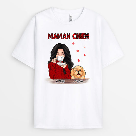 0067AFR2 cadeau Personalisable T shirt chien maman