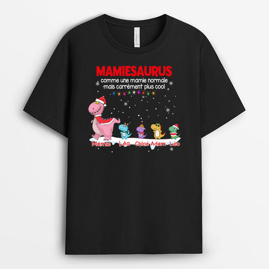 0068A010AFR1 present personnalisable T shirt dinosaures mamie maman Noel