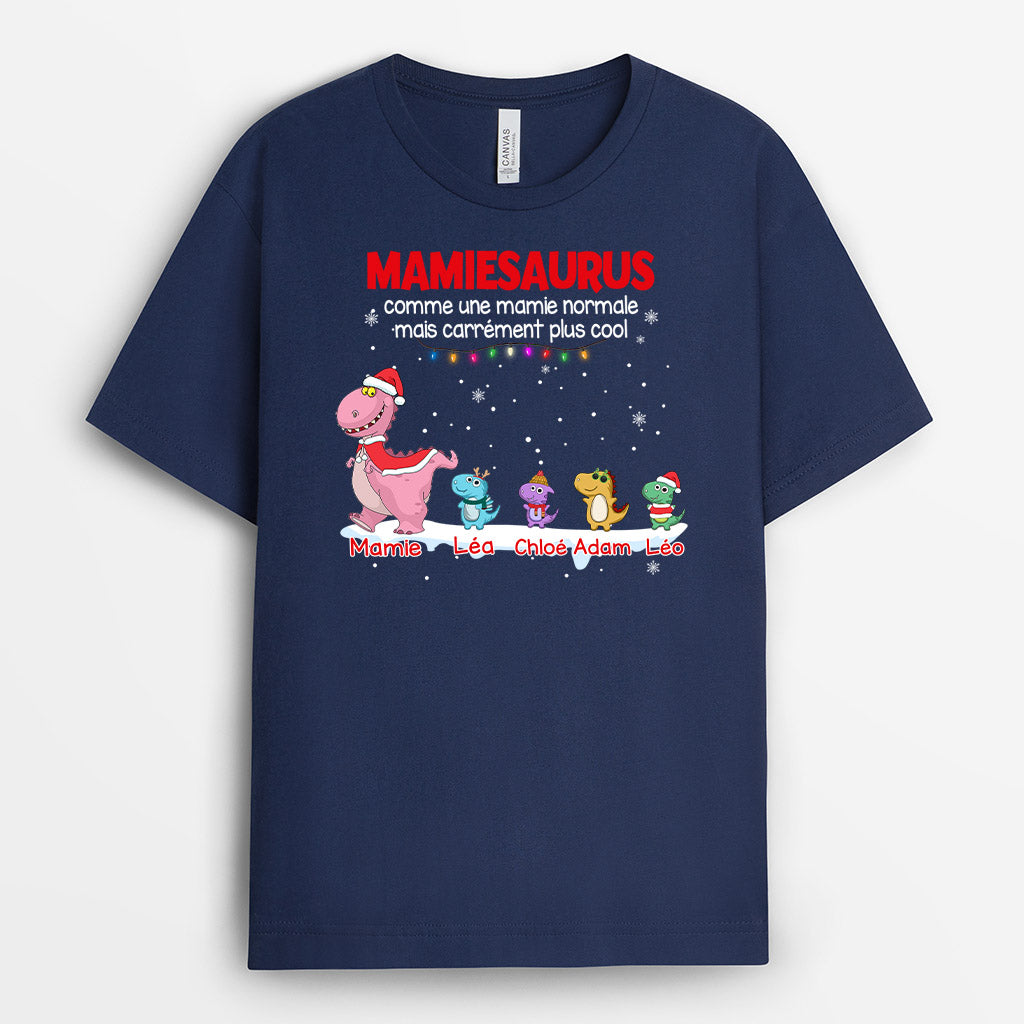 0068A010AFR2 present personnalisable T shirt dinosaures mamie maman Noel