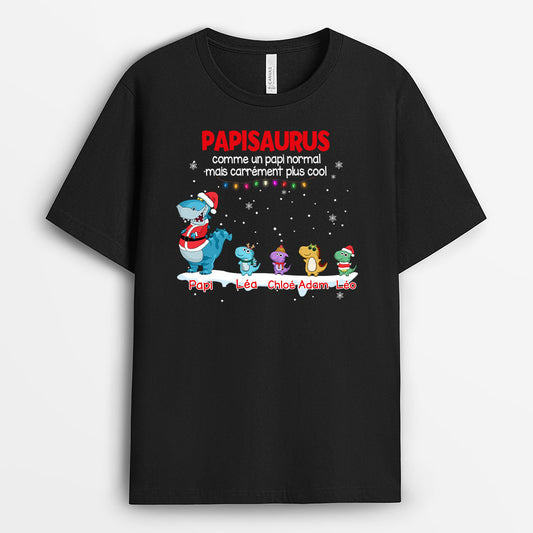 0068A010BFR1 present personnalisable T shirt dinosaures papa papi Noel