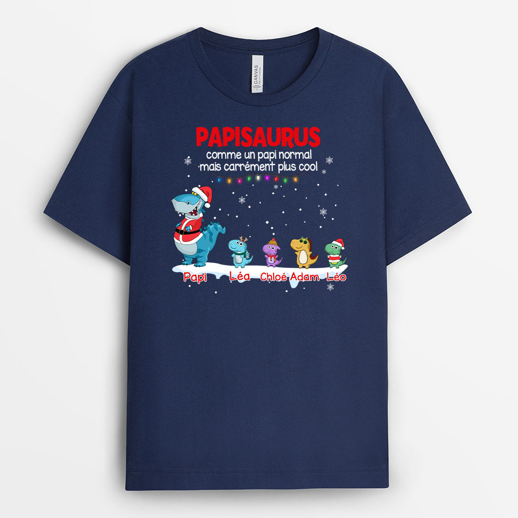 0068A010BFR2 present personnalisable T shirt dinosaures papa papi Noel