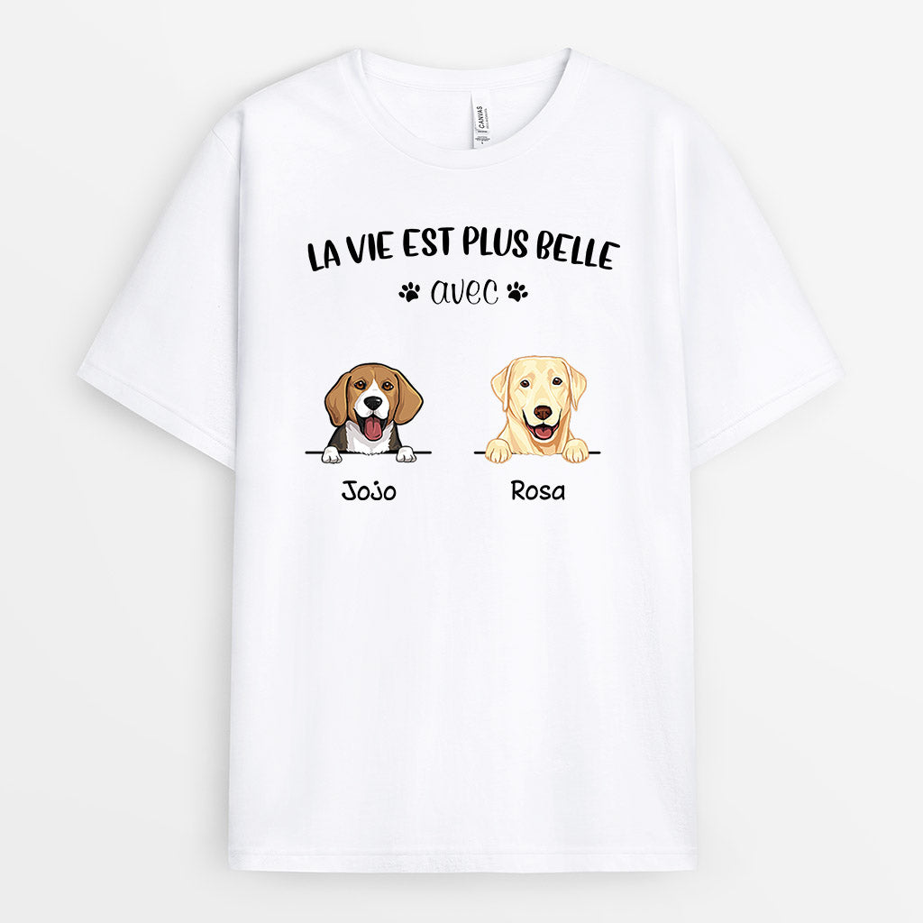 0085A010CFR2 cadeau Personnalise T shirt chiens