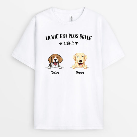 0085A010CFR2 cadeau Personnalise T shirt chiens