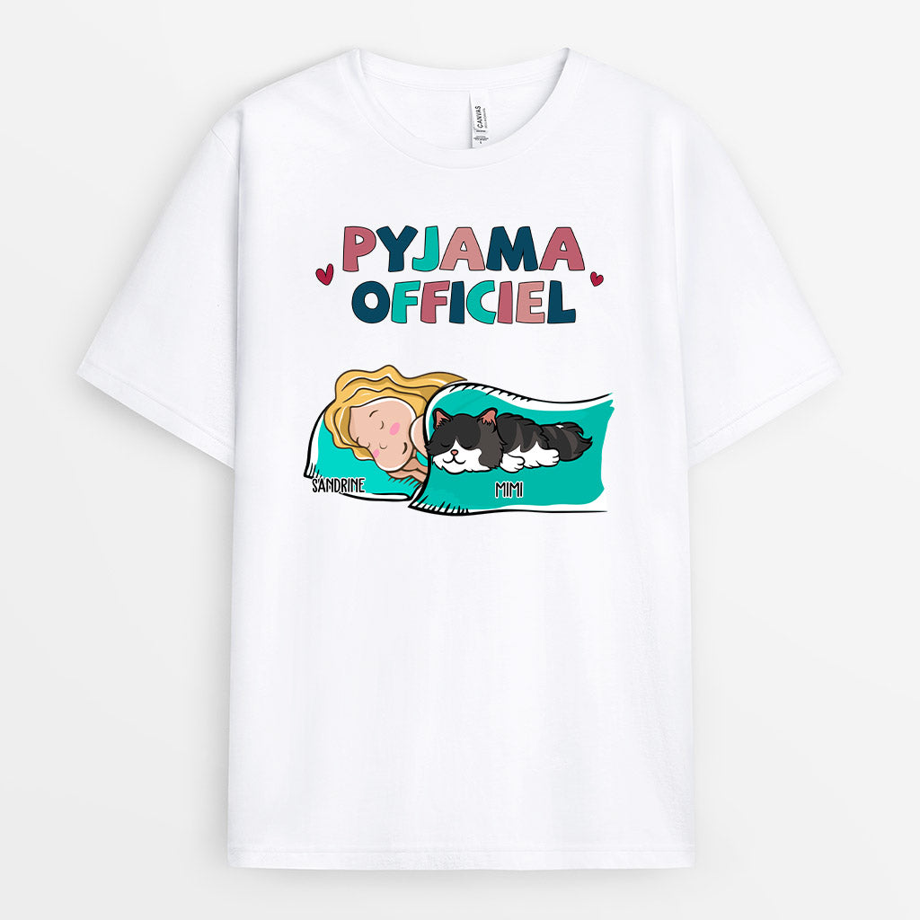 Pyjama officiel - Cadeau Personnalisé | T-shirt pour Amoureux des chats