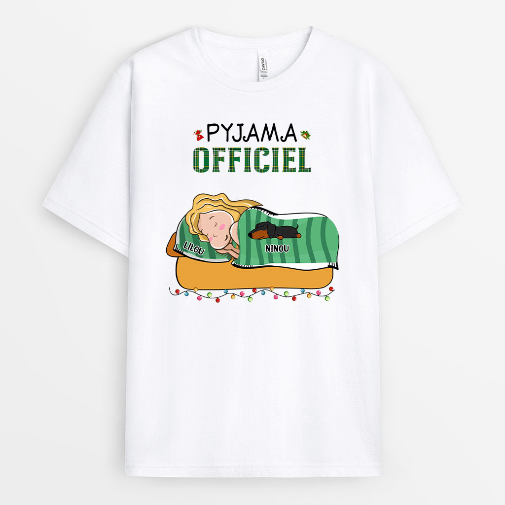 Pyjama Officiel - Cadeau Personnalisé | T-shirt pour Amoureux des chiens