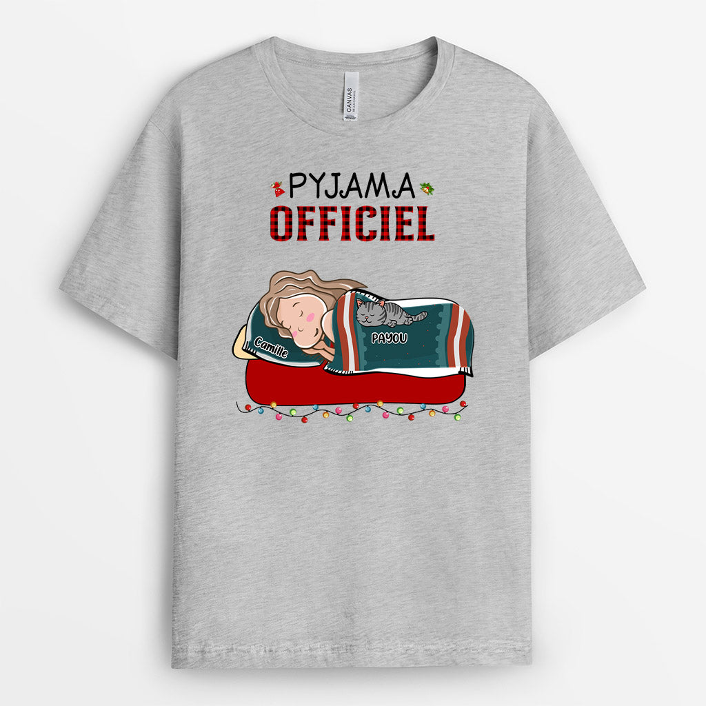 Pyjama Officiel - Cadeau Personnalisé | T-shirt pour Amoureux des chats