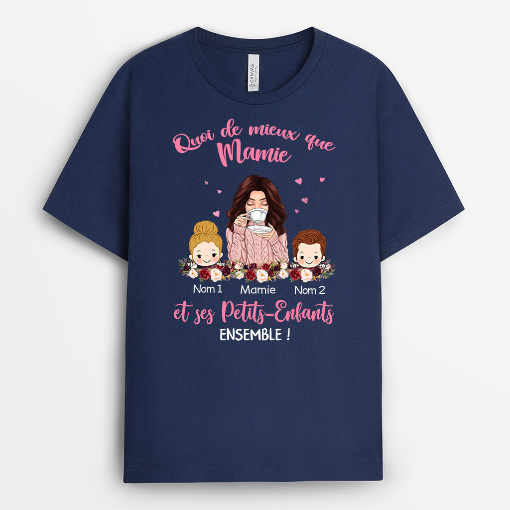 Une Mamie et Ses Petits-Enfants - Cadeau Personnalisé | T-shirt pour Maman/Mamie