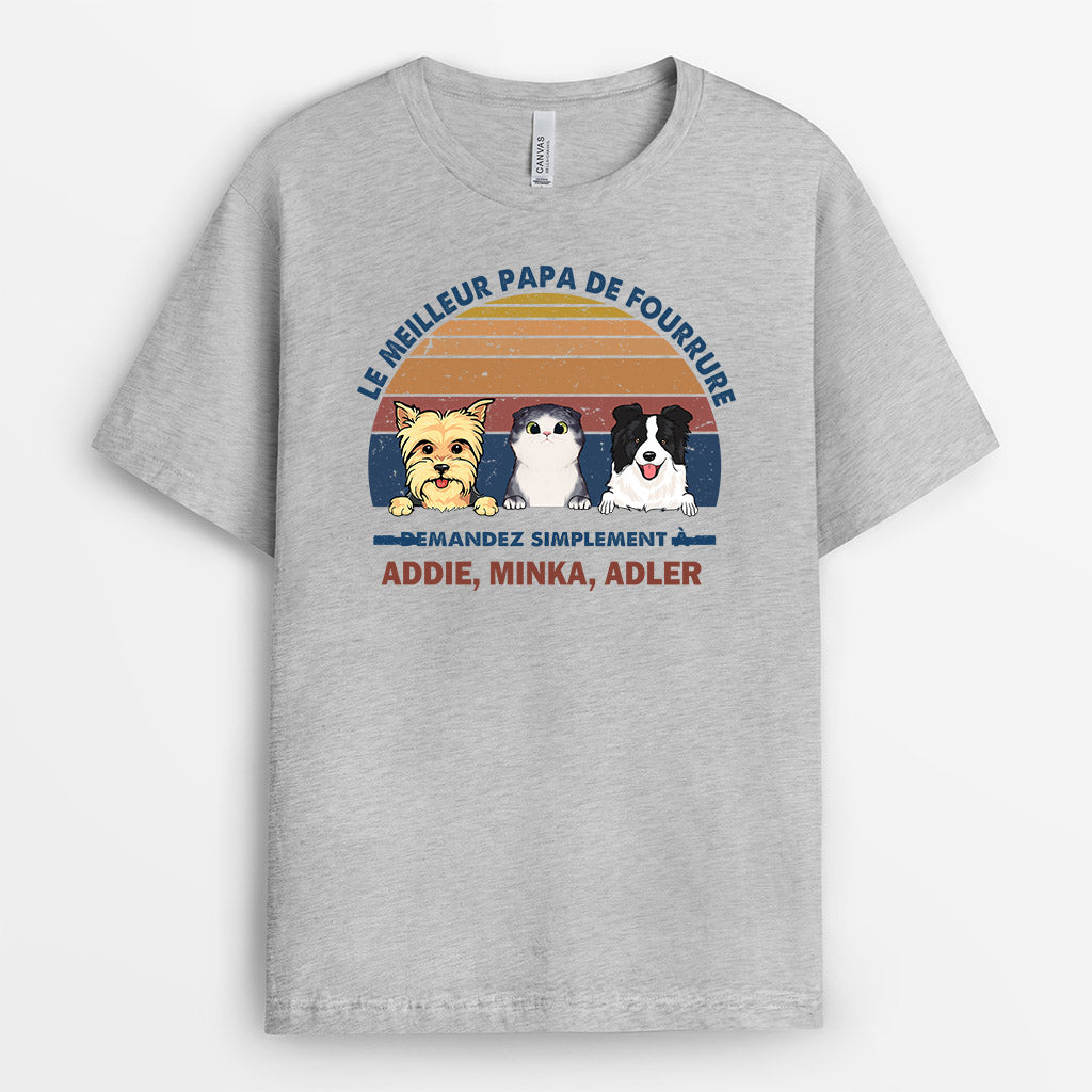 Le Meilleur Papa De Fourrure - Cadeau Personnalisé | T-shirt pour Amoureux des animaux