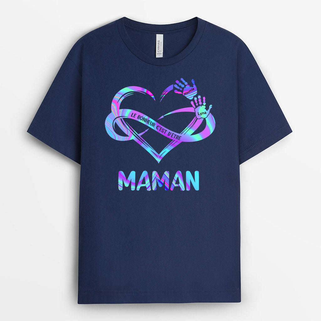 0131AFR1 present Personnalise T shirt coeur mamie maman texte