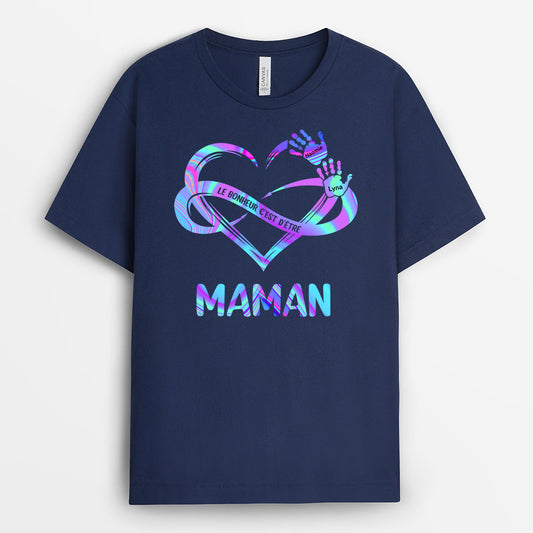0131AFR1 present Personnalise T shirt coeur mamie maman texte