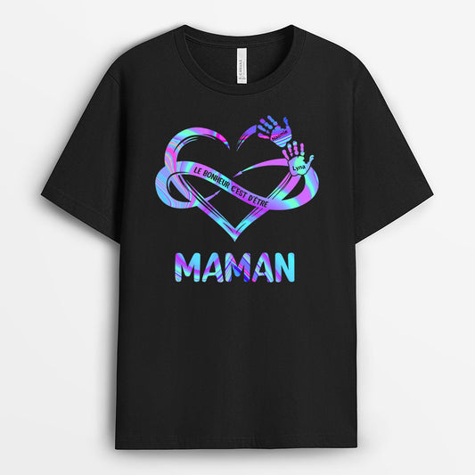 0131AFR2 present Personnalise T shirt coeur mamie maman texte