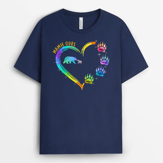 0133AFR1 present Personnalise T shirt ours mamie maman coeur