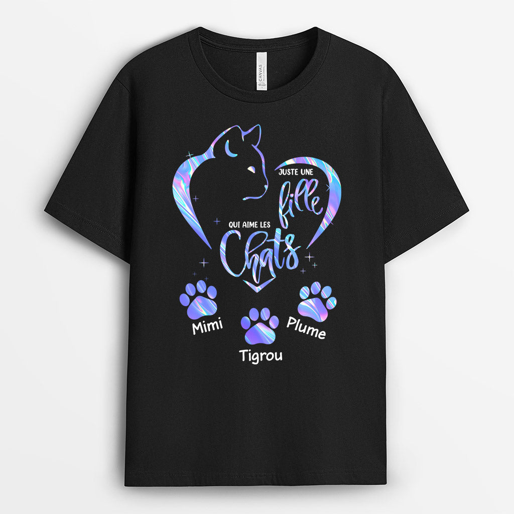 Juste Une Fille Qui Aime Les Chats - Cadeau Personnalisé | T-shirt pour Amoureux des chats