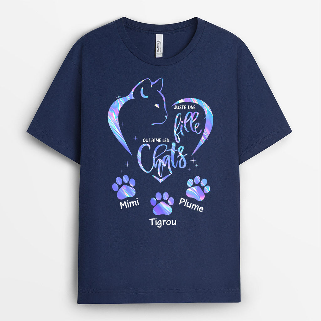 0135AFR2 present Personnalise T shirt chats filles texte