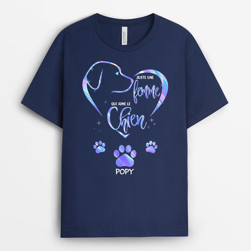 Juste Une Fille Qui Aime Les Chiens - Cadeau Personnalisé | T-shirt pour Amoureux des chiens