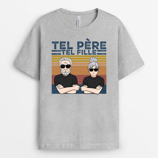 0144AFR2 present Personnalise T shirt humains pere fille