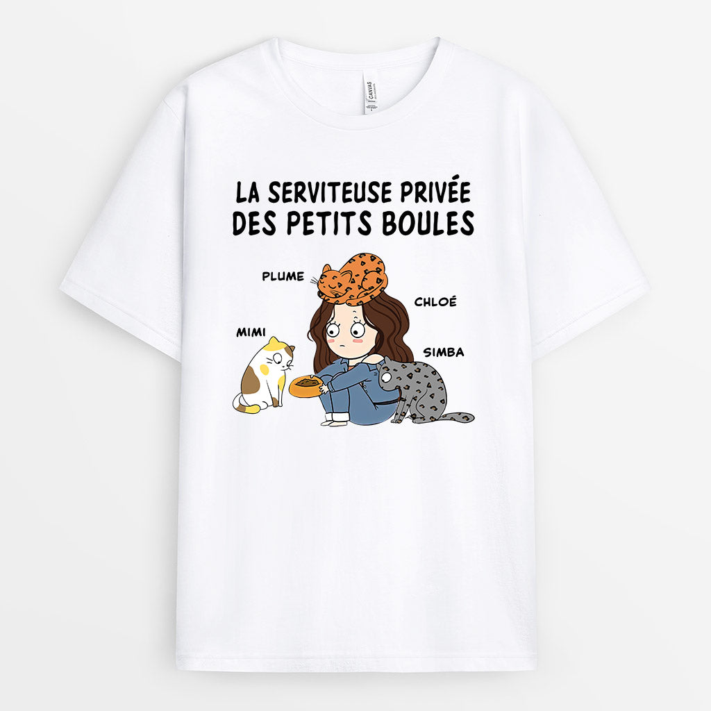 Le Serviteur Privé Des Petits Boules - Cadeau Personnalisé | T-shirt pour Amoureux des chats