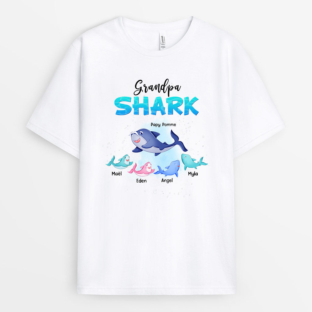Grandpa Shark - Cadeau Personnalisé | T-shirt pour Papa/Papi