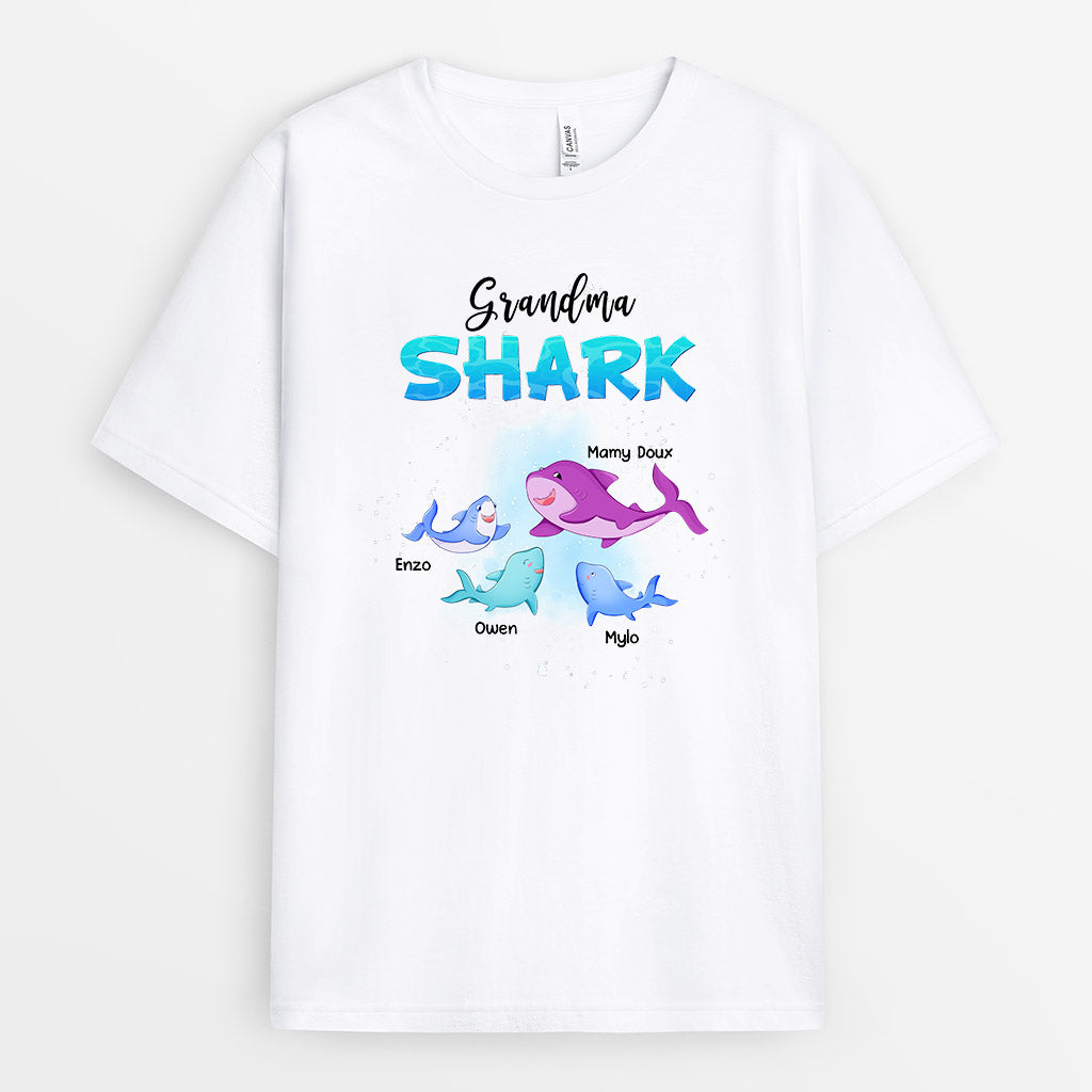 Grandma Shark - Cadeau Personnalisé | T-shirt pour Maman/Mamie
