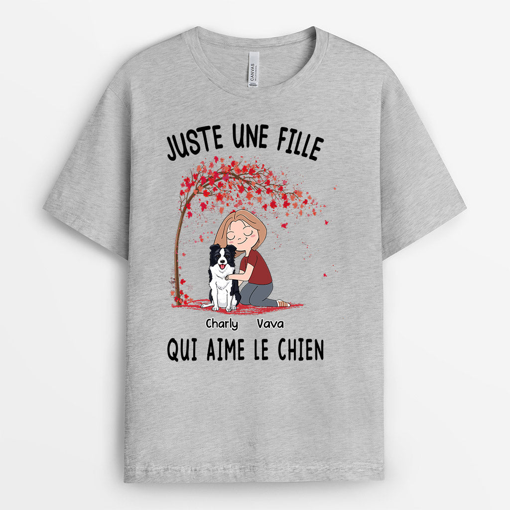 Juste Une Fille Qui Aime Le Chien - Cadeau Personnalisé | T-shirt pour Amoureux des chiens