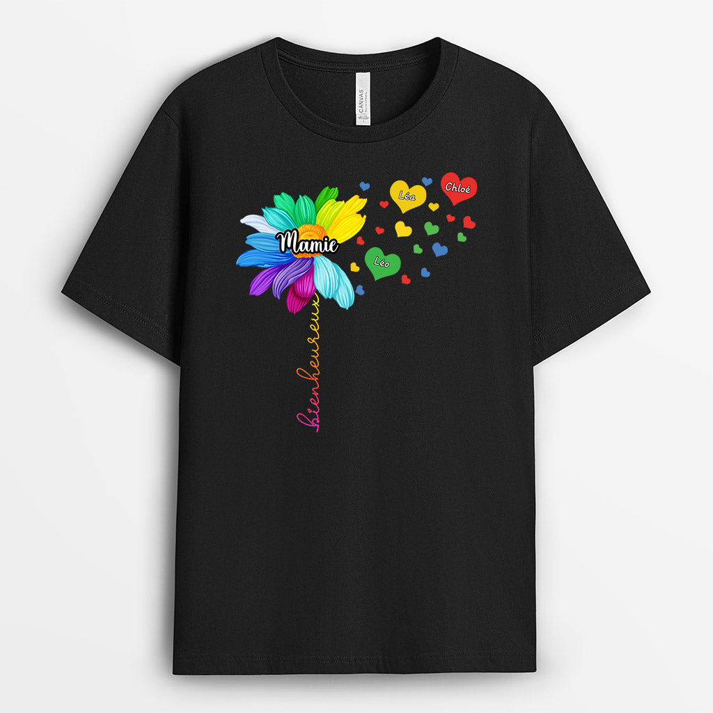 Mamie, Pissenlit Coloré - Cadeau Personnalisé | T-shirt pour Maman/Mamie