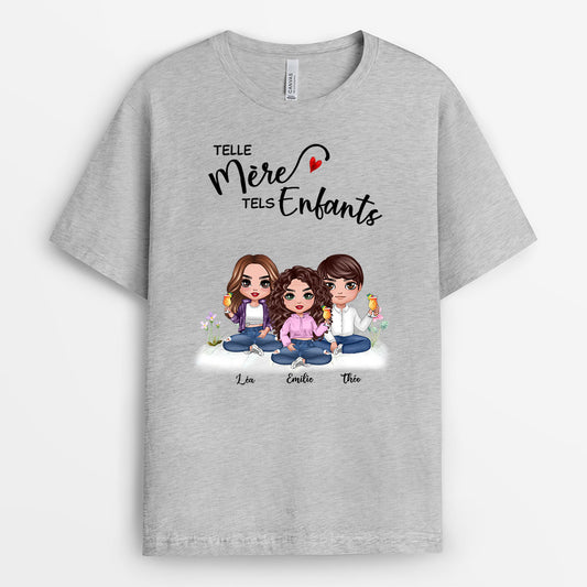0164AFR1 present Personnalise T shirt famille mere fille fils