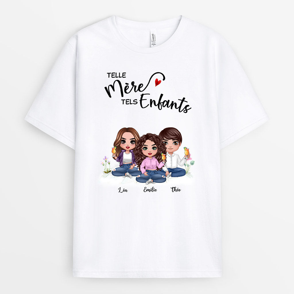 0164AFR2 present Personnalise T shirt famille mere fille fils