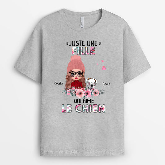 0169AFR2 present Personnalise T shirt chien femme