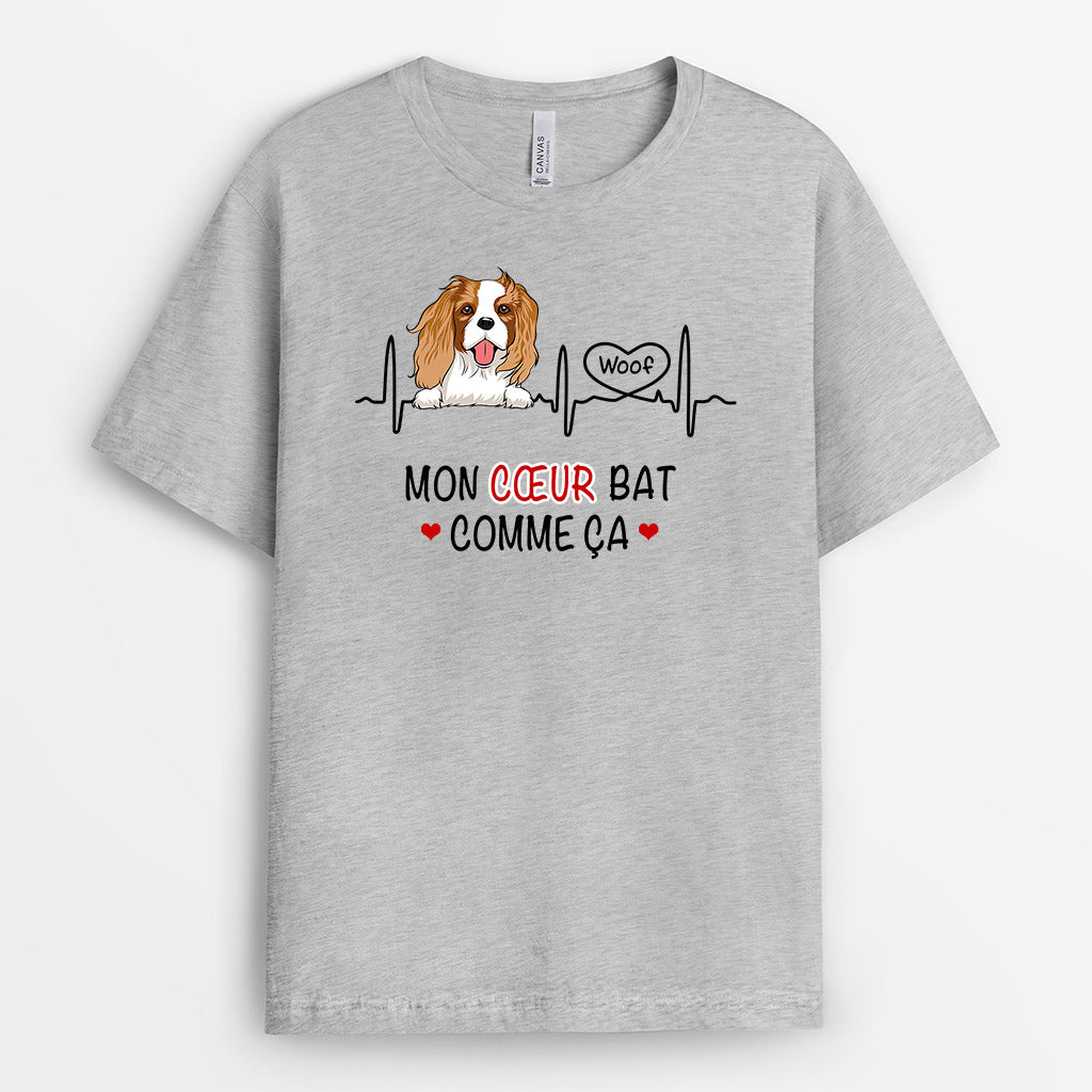 0173AFR2 present Personnalise T shirt chiens personnes coeur