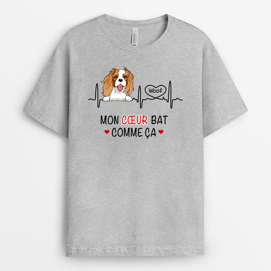 0173AFR2 present Personnalise T shirt chiens personnes coeur