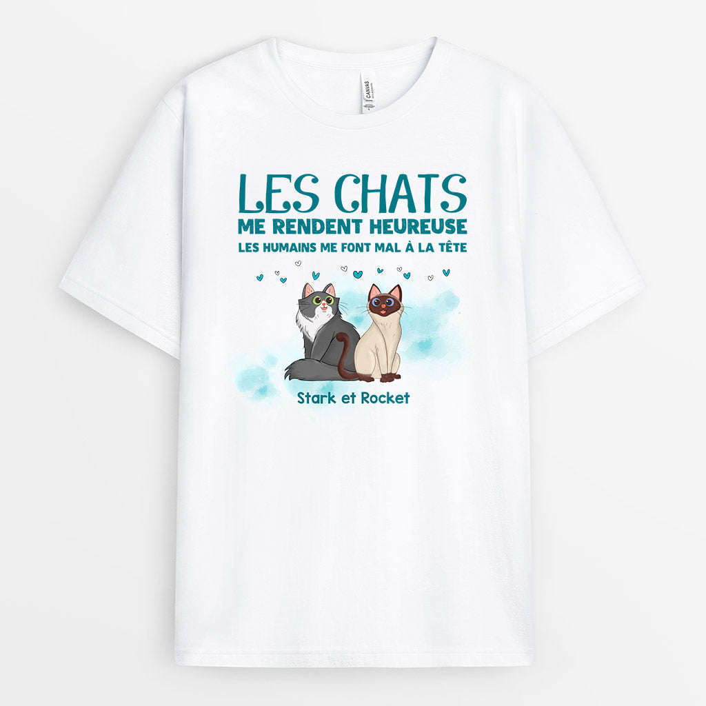 Les Chats Me Rendent Heureux - Cadeau Personnalisé | T-shirt pour Amoureux des chats
