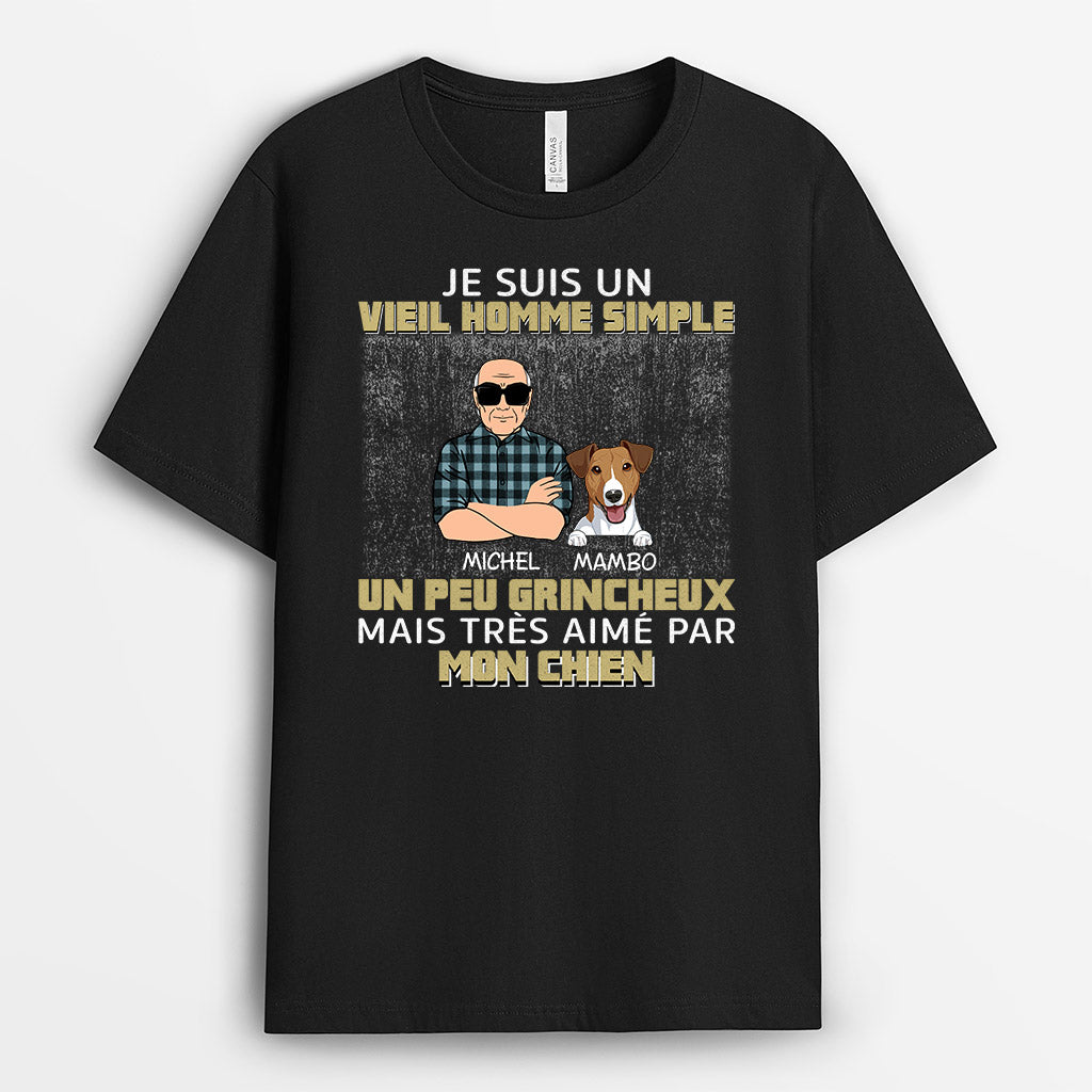 Un Homme Grincheux Aime Les Chiens - Cadeau Personnalisé | T-shirt pour Amoureux des chiens
