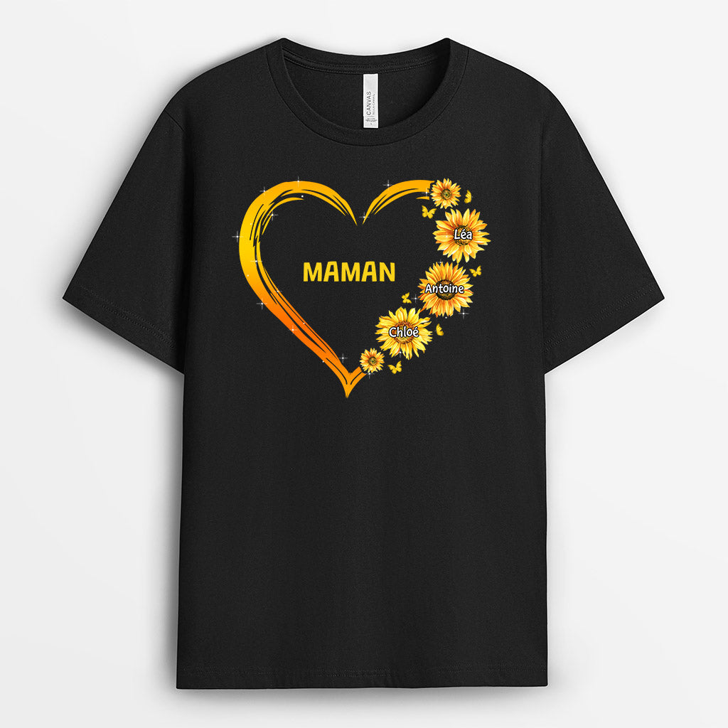 Le Cœur De Mamie, Maman - Cadeau Personnalisé | T-shirt pour Maman/Mamie
